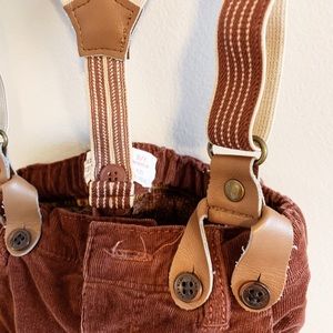 Reddish brown corduroy suspenders